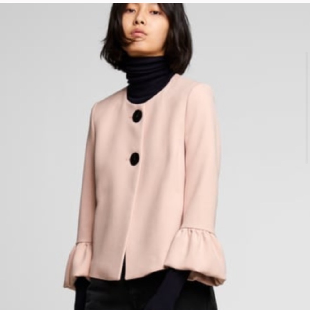Zara blush ruffle sleeve coat